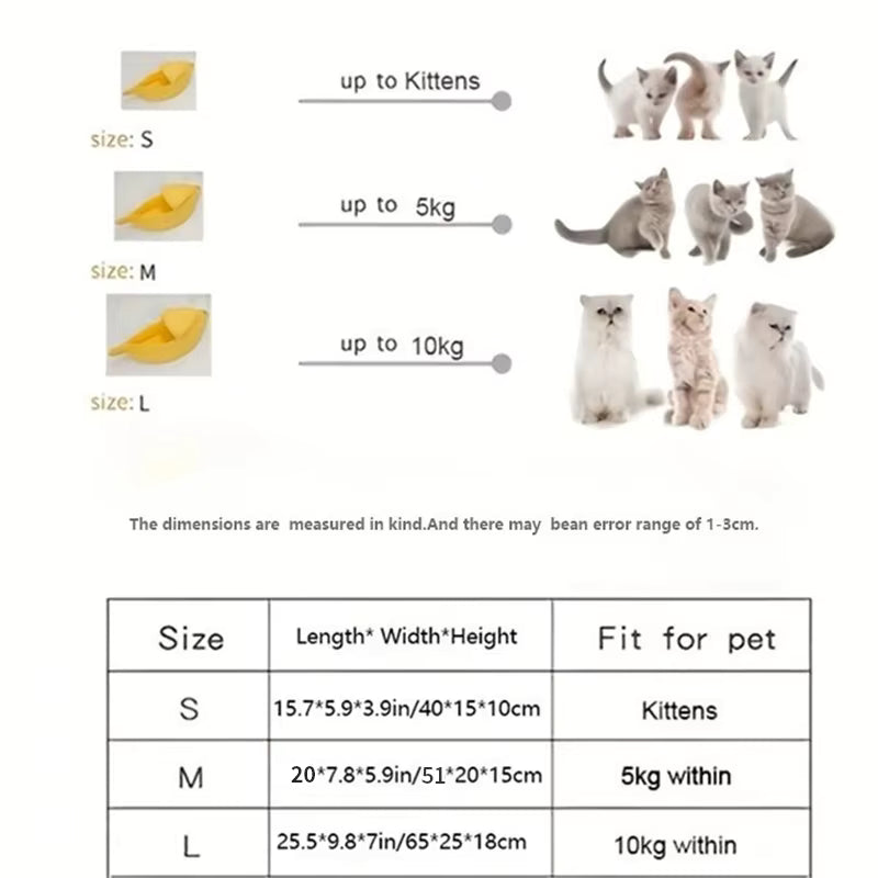 Banana Cat and Dog Bed for Small and Medium Sized Animals